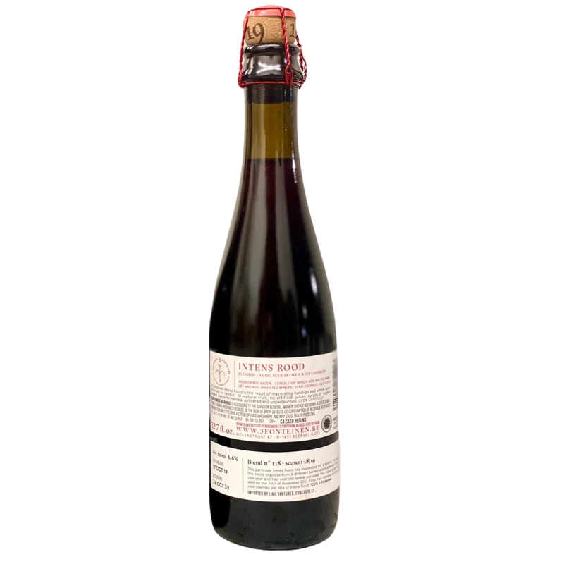 3 Fonteinen- Intens Rood (Intense Red) Lambic 6.6% ABV 375ml Bottle