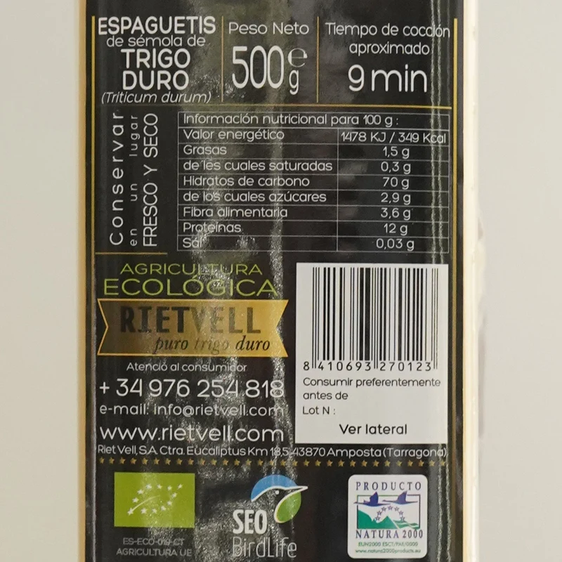 Espaguetis ecológicos - 500g