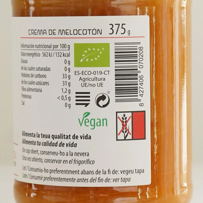 Mermelada de melocotón ecológica Call Valls - 375g
