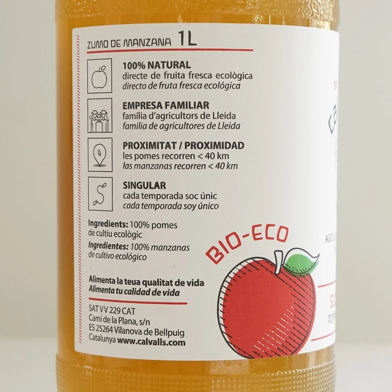 Zumo de manzana ecológico