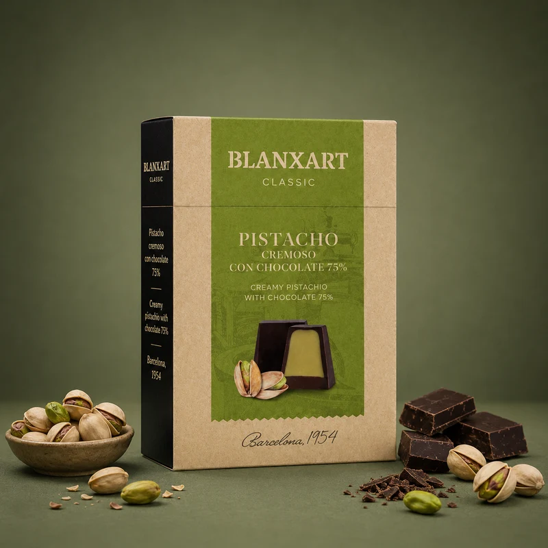 BLANXART | PISTACHO CREMOSO CON CHOCOLATE NEGRO 75% 70gr