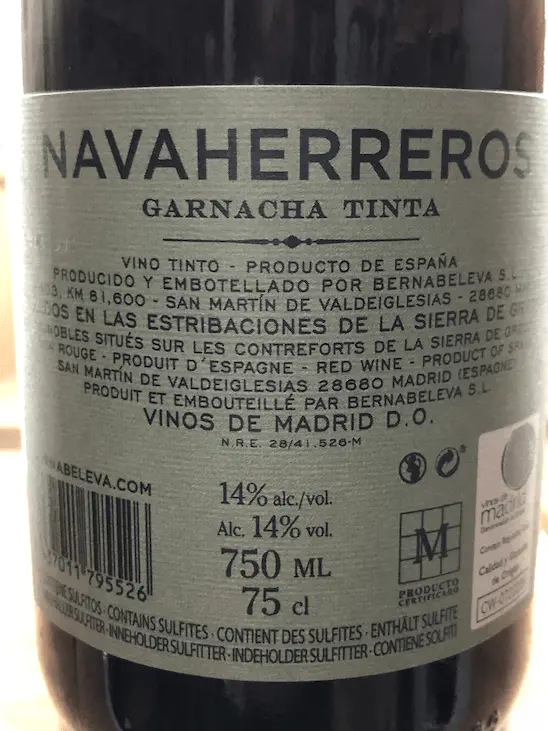 Navaherreros Tinto de Bernabeleva