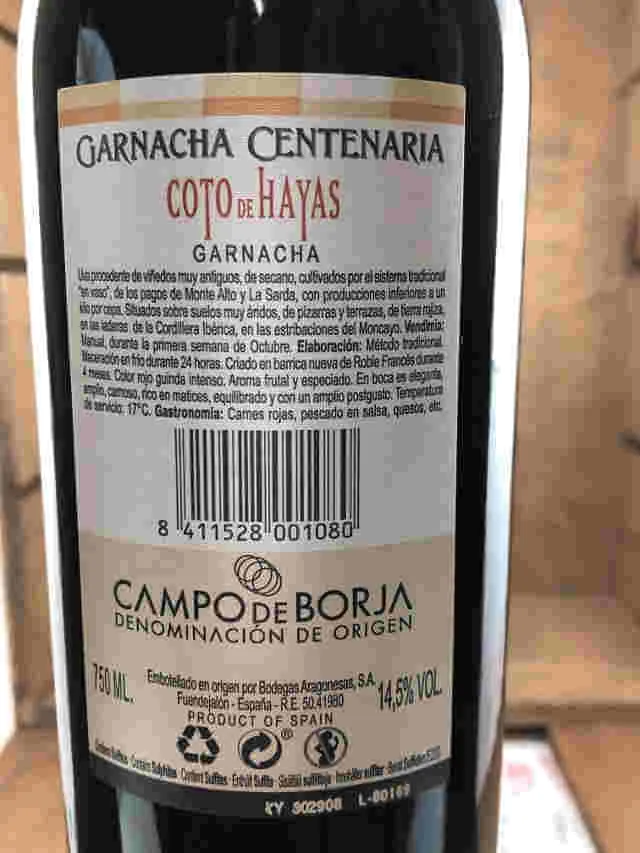 Garnacha centenaria Coto de hayas