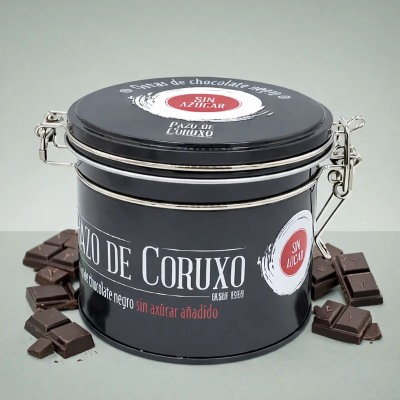 PAZO DE CORUXO | LATA CHOCOLATE NEGRO SIN AZUCAR 130gr