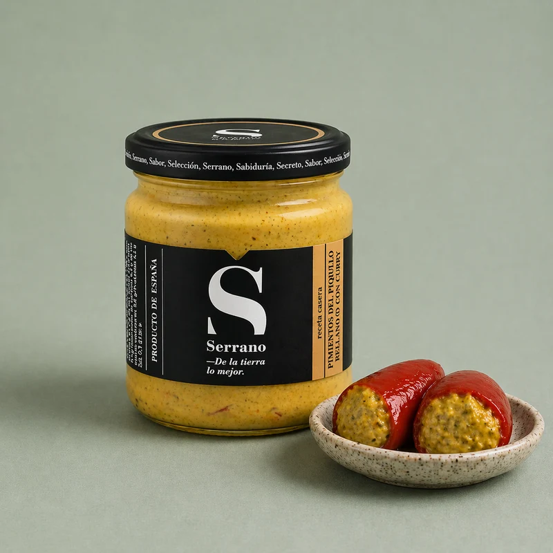 SERRANO | PIMIENTOS DEL PIQUILLO RELLENO VEGANO CON CURRY 300gr