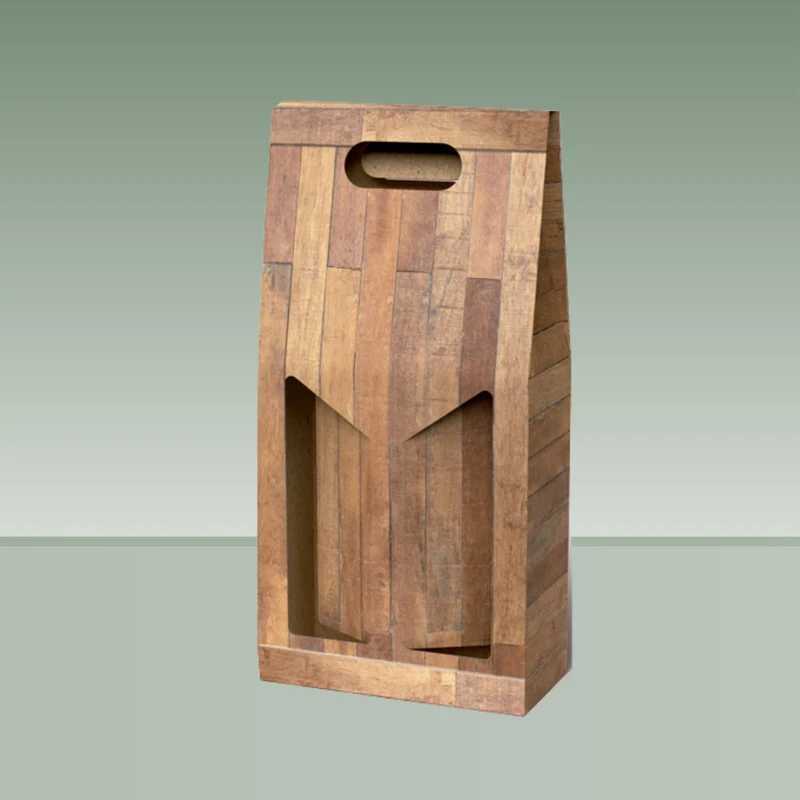 CAJA 2 BOTELLAS IMITACIÓN MADERA