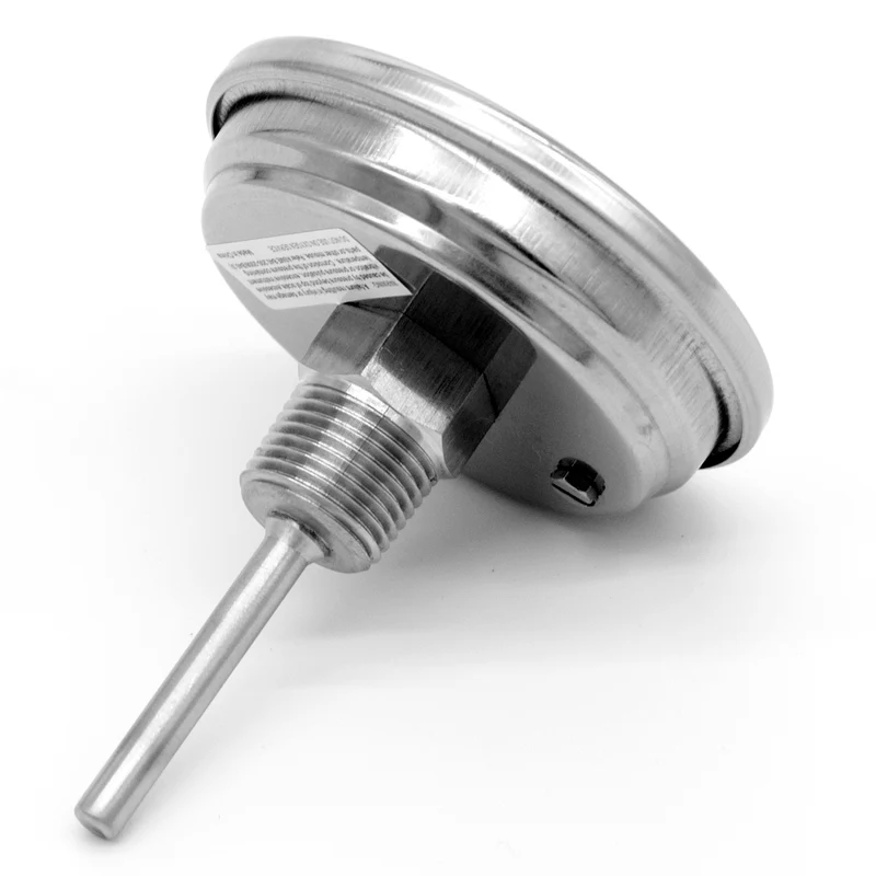 Stainless steel bi-metal thermometer, 1/2" NPT male, 2.5" probe
