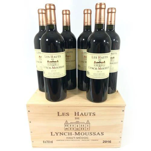 Les Hautes De Lynch Moussas 2019 6 Bottle Wooden Case