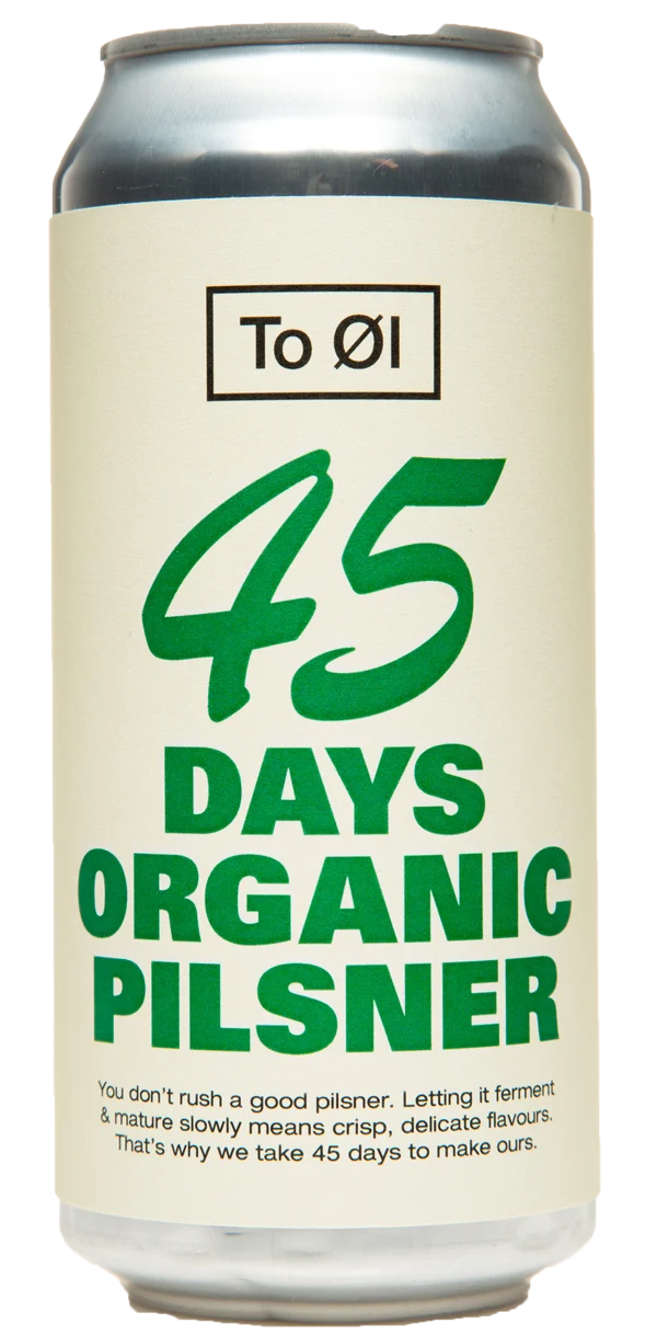 TO ØL 45 Days Organic Pilsner 4.7% ABV 440ml Can