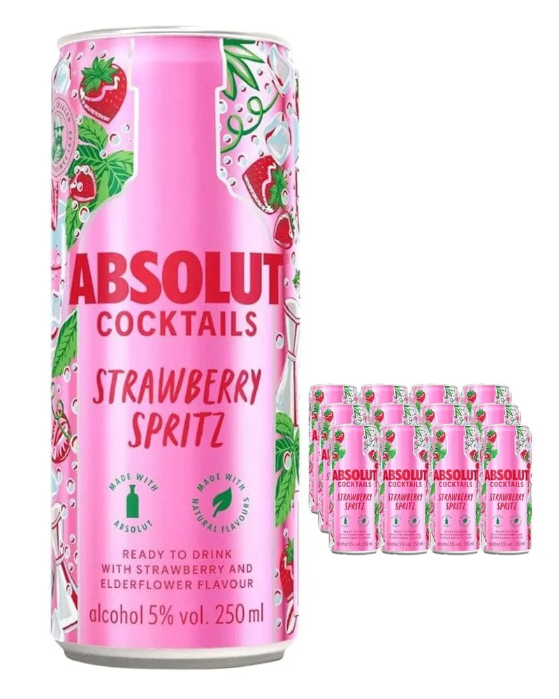 Absolut Strawberry Spritz Premixed Can Multipack, 12 x 250 ml