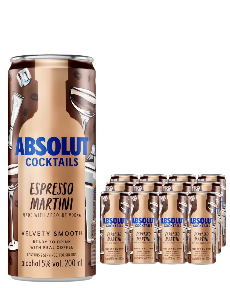 Absolut Espresso Martini Premixed Can Multipack, 12 x 200 ml