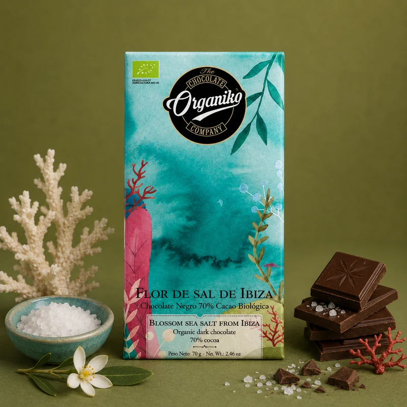 ORGANIKO | CHOCOLATE 70% CACAO FLOR DE SAL DE IBIZA 70gr