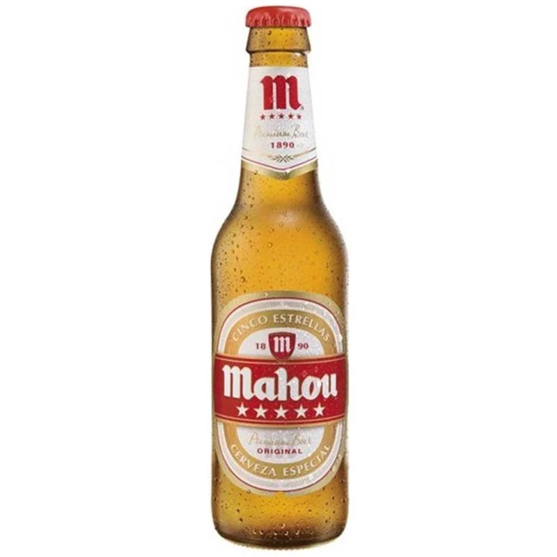 Cerveza Mahou 5 Estrellas Pack 24 Botellines 25 cl.