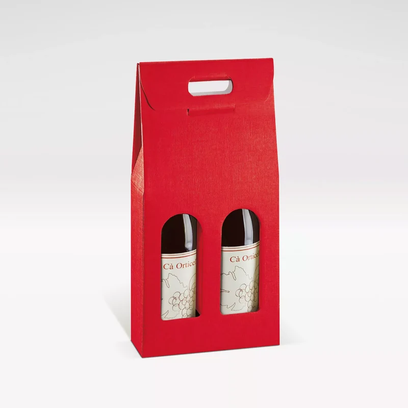 2 bottle red cardboard box