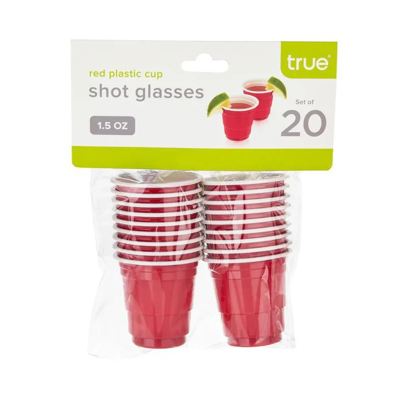 Misc True Brands Red Plastic Shot Glasses 1.5oz 5091