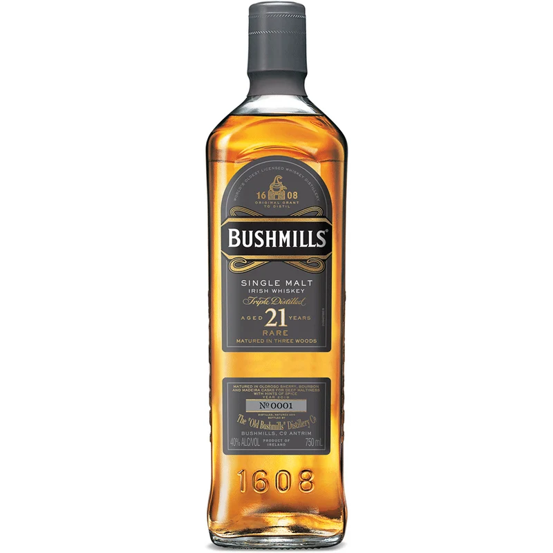 Bushmills Single Malt Irish Whiskey 21yrs Rare Triple Distilled Irish Whiskey