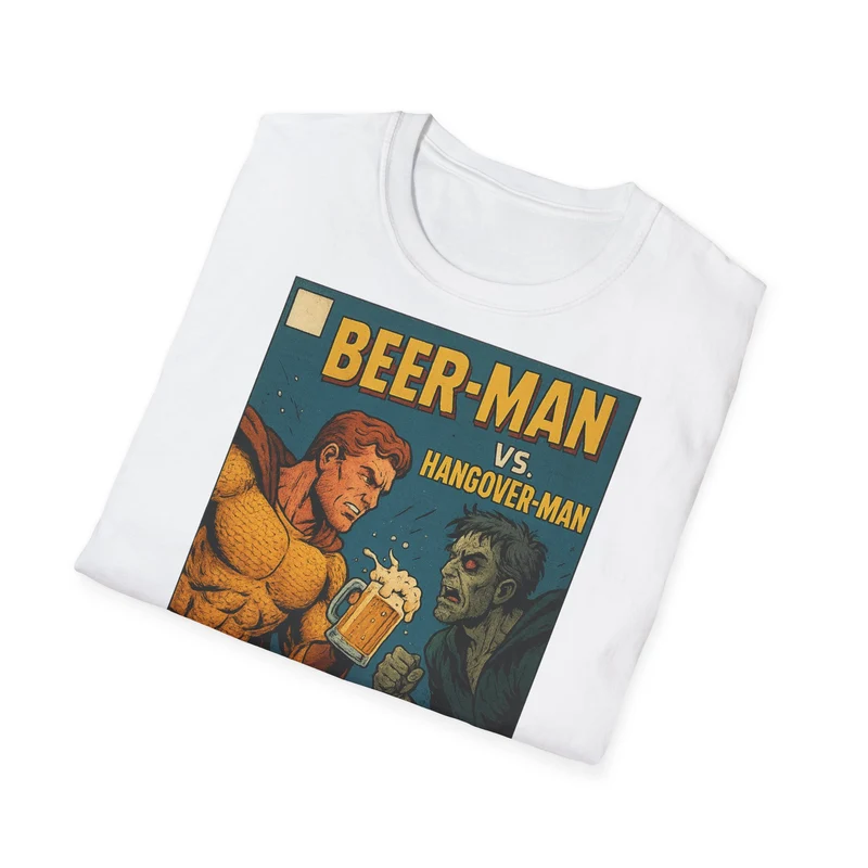 Unisex Softstyle T-Shirt - Beer-Man vs. Hangover Man Cover Style