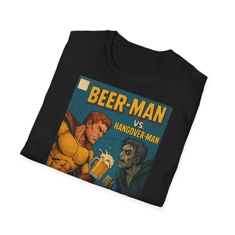 Unisex Softstyle T-Shirt - Beer-Man vs. Hangover Man Cover Style