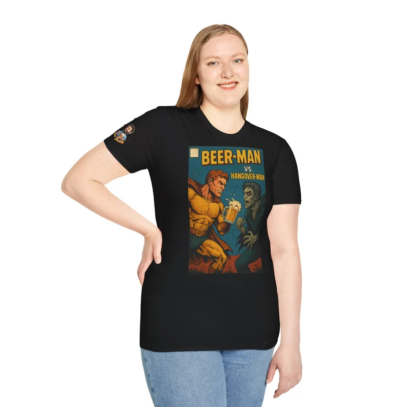 Unisex Softstyle T-Shirt - Beer-Man vs. Hangover Man Cover Style