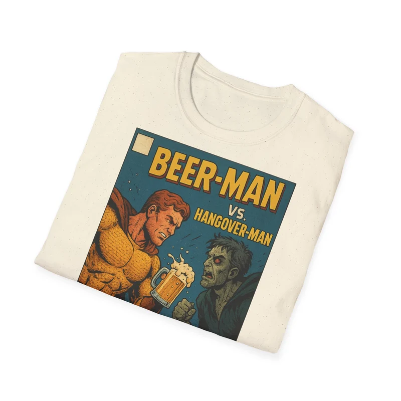 Unisex Softstyle T-Shirt - Beer-Man vs. Hangover Man Cover Style