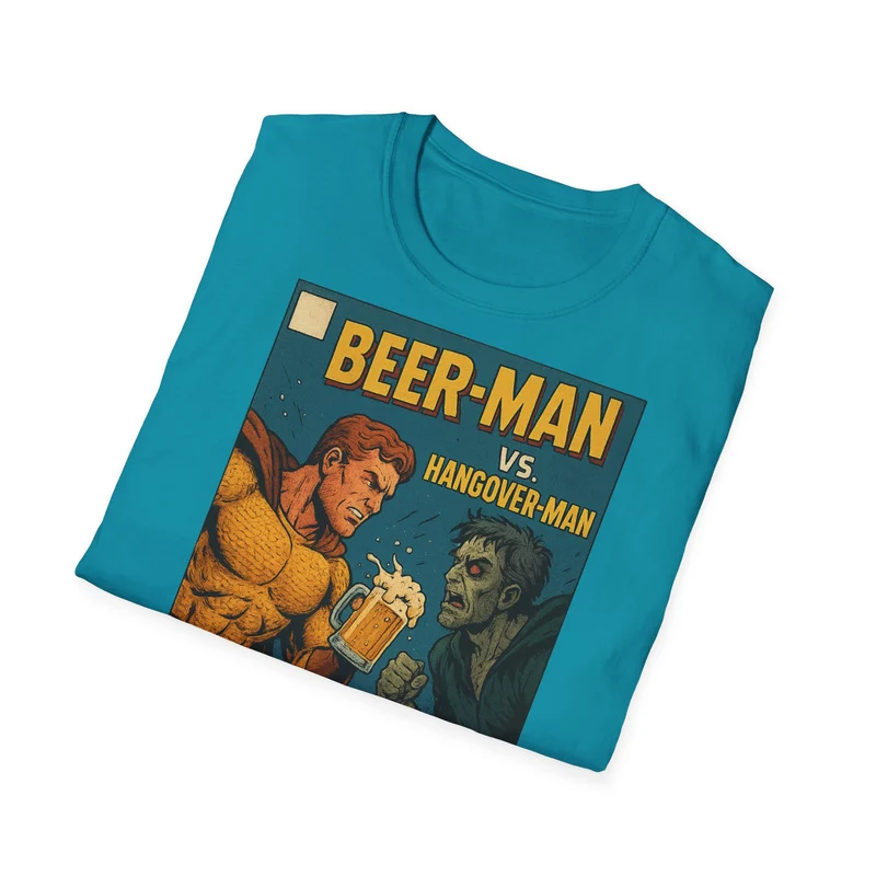 Unisex Softstyle T-Shirt - Beer-Man vs. Hangover Man Cover Style