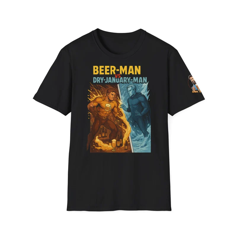 Unisex Softstyle T-Shirt: Beer-Man vs Dry-January Man