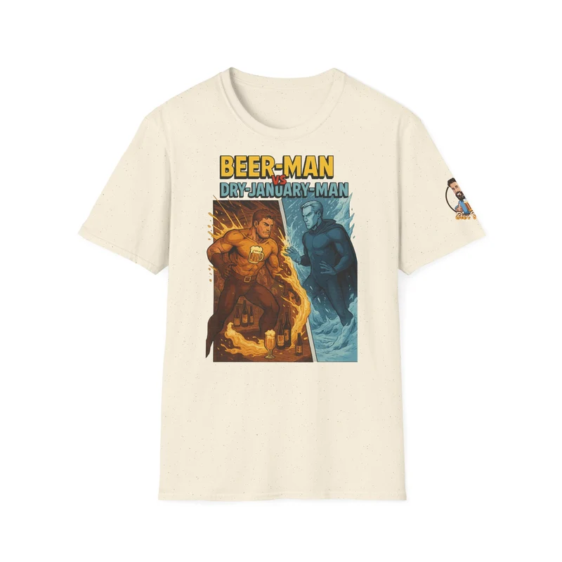 Unisex Softstyle T-Shirt: Beer-Man vs Dry-January Man