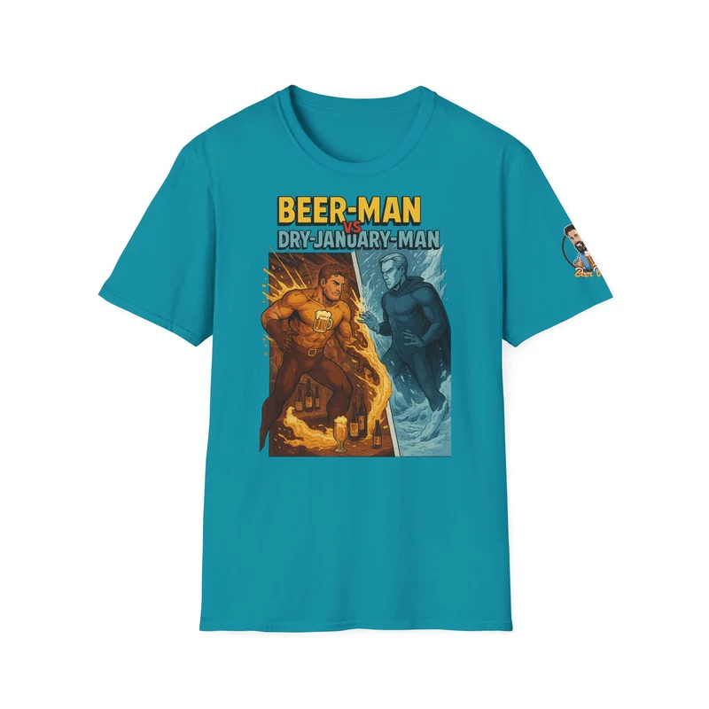 Unisex Softstyle T-Shirt: Beer-Man vs Dry-January Man