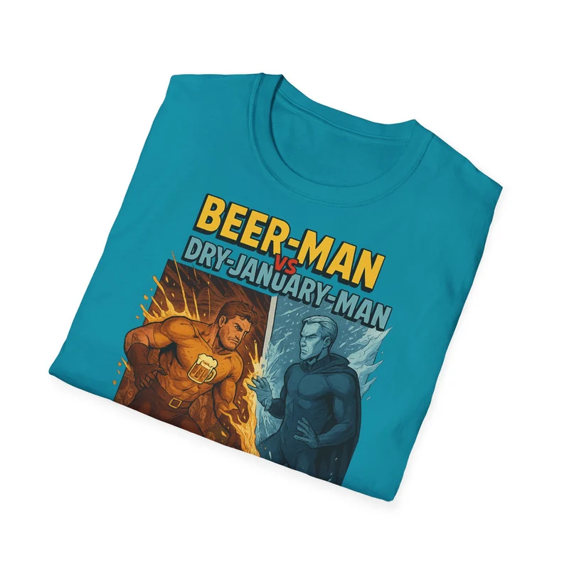 Unisex Softstyle T-Shirt: Beer-Man vs Dry-January Man