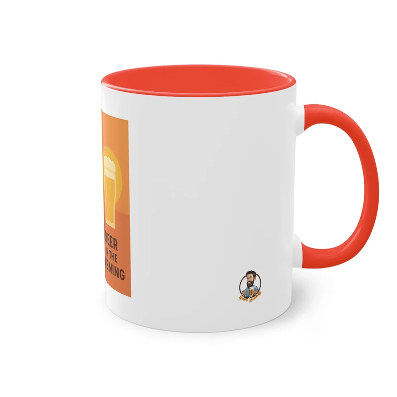 Tweekleurige koffietas: Koffie in de ochtend, bier in de avond.