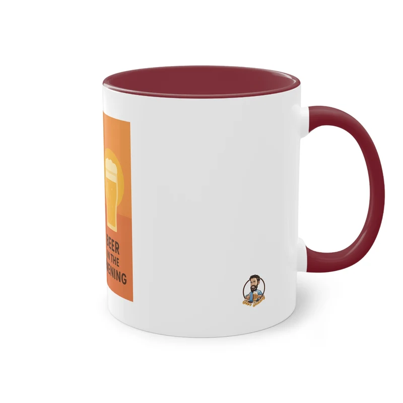Tweekleurige koffietas: Koffie in de ochtend, bier in de avond.