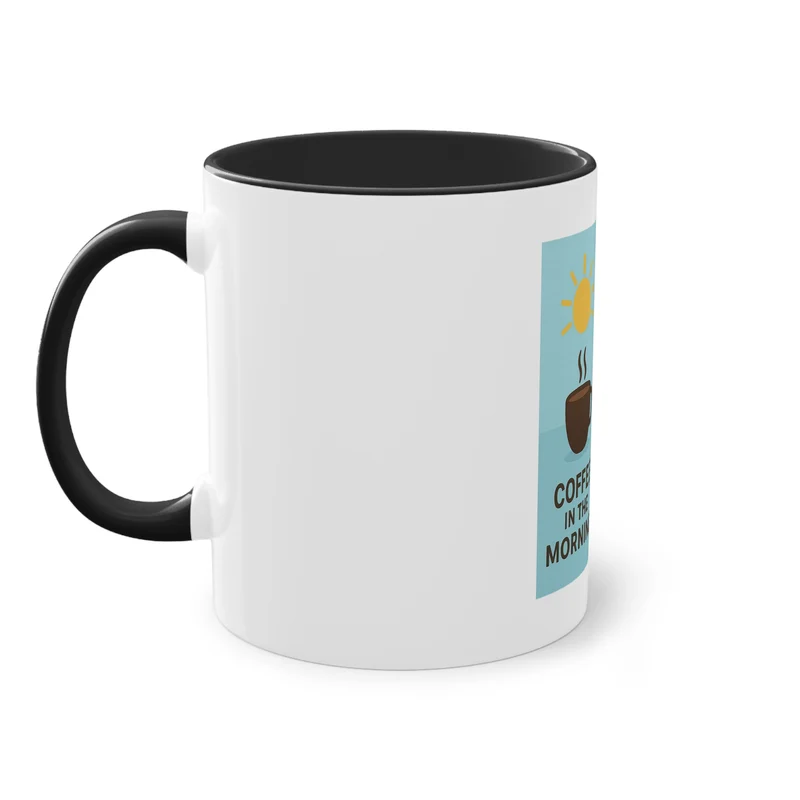 Tweekleurige koffietas: Koffie in de ochtend, bier in de avond.