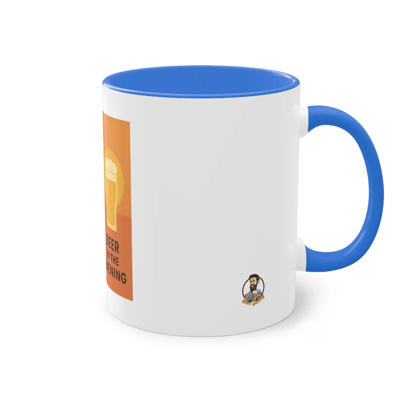 Tweekleurige koffietas: Koffie in de ochtend, bier in de avond.