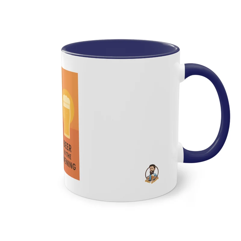 Tweekleurige koffietas: Koffie in de ochtend, bier in de avond.