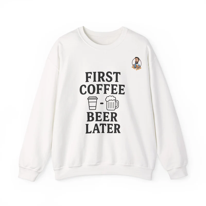 Unisex Heavy Blend™ Crewneck - First Coffee - Beer Later
