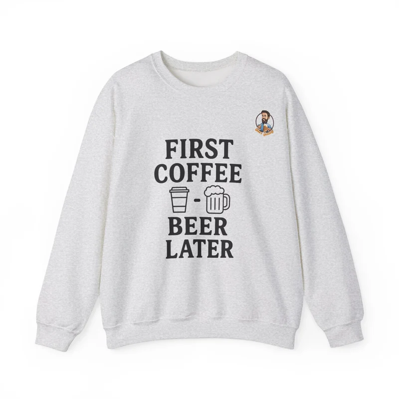 Unisex Heavy Blend™ Crewneck - First Coffee - Beer Later