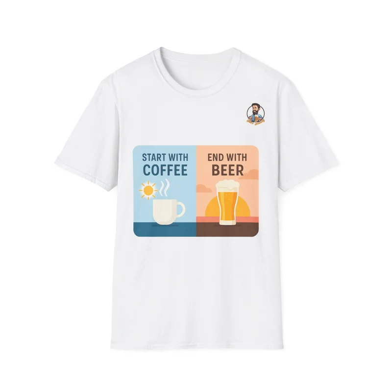 Unisex Softstyle T-Shirt - Start With Coffee End With Beer
