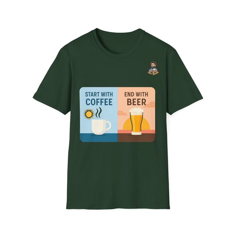 Unisex Softstyle T-Shirt - Start With Coffee End With Beer
