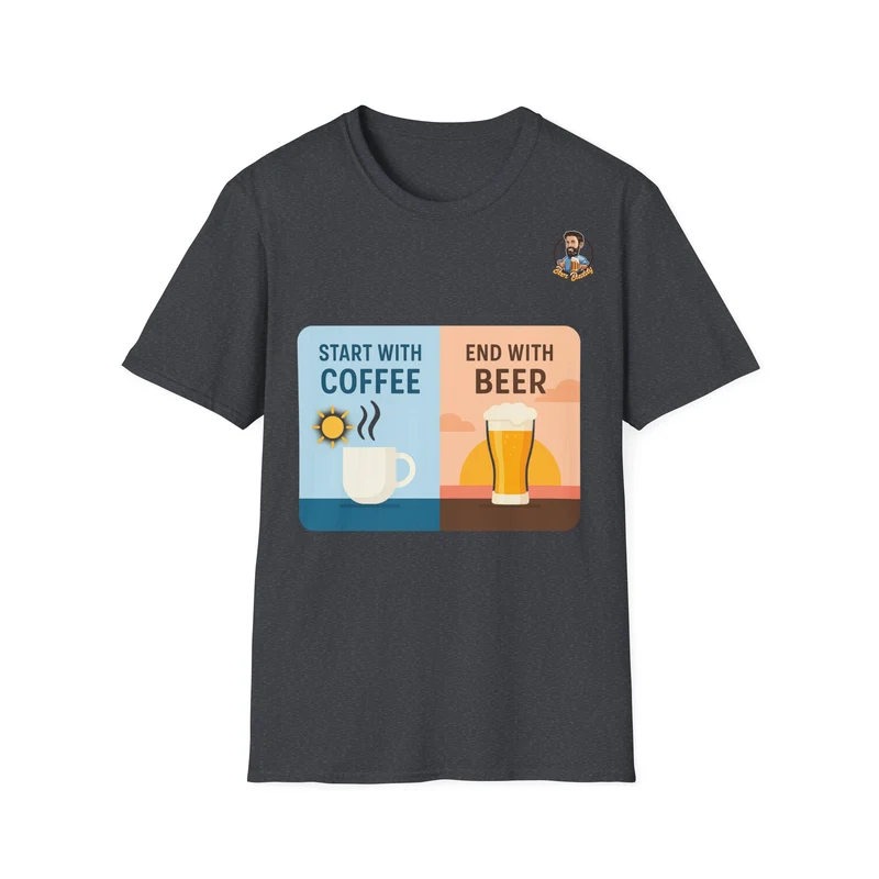 Unisex Softstyle T-Shirt - Start With Coffee End With Beer