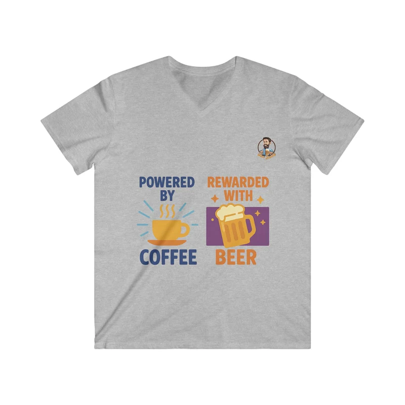 Unisex Soft-Style V-neck T-shirt - Eerst koffie. Dan bier