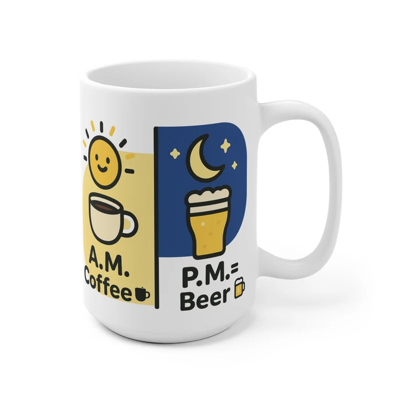 Keramische Koffietas: AM Coffee / PM Beer