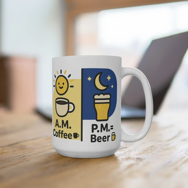 Keramische Koffietas: AM Coffee / PM Beer