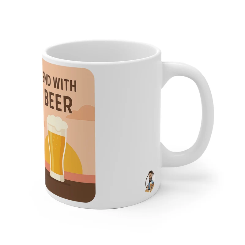 Keramische koffietas - "Start with Coffee, end with beer"