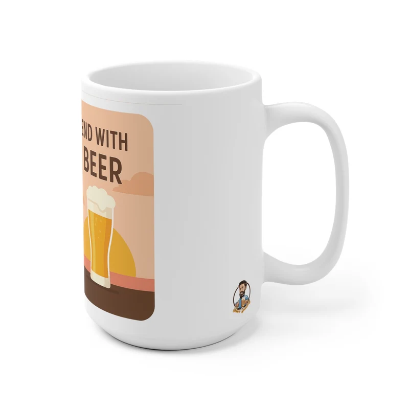 Keramische koffietas - "Start with Coffee, end with beer"