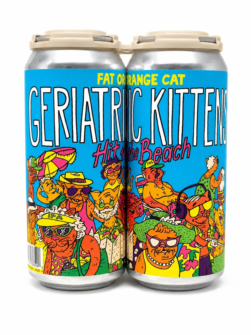 Beer Fat Orange Cat Brewing Co 4pk Geriatric Kittens Hit the Beach IPA