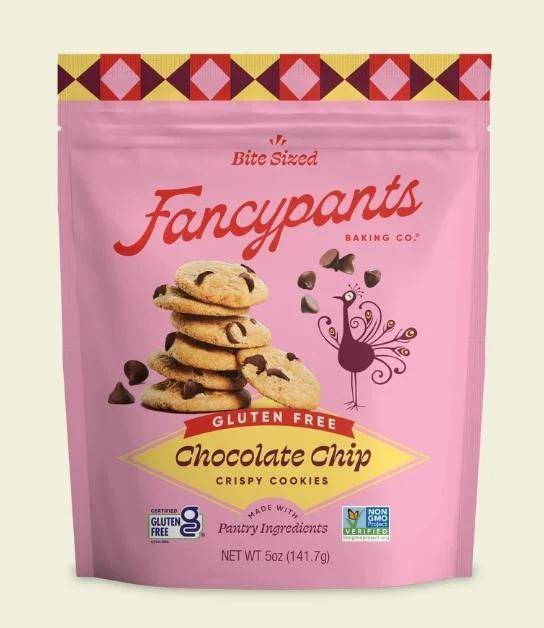 Snacks FancyPants 5oz Bite size Gluten Free crispy chocolate chip cookies