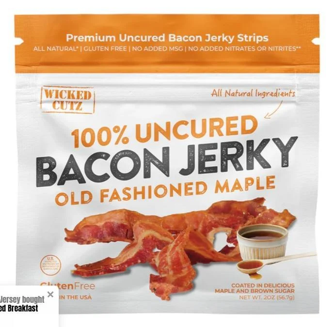 Snacks Wicked Cutz 100% Uncured Bacon Jerky 2oz Old Fashioned Maple