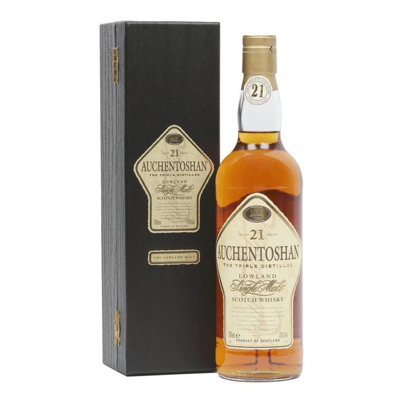 Scotch Auchentoshan 21 Years The Bourbon and Sherry Casks Triple Distilled Lowland Single Malt Scotch Whisky 43.0% Vol. - rare old bottling