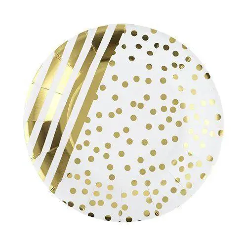 Misc Cakewalk 7in Plates Gold Stripe with Dots