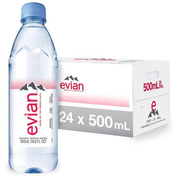 Case NA Water Evian Natural Spring Water 24 Ct, 500 ml 425645 plastic